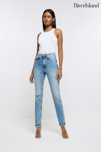 River Island Blue High Rise Mom Jeans times (971140) | £45