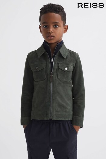 Reiss Forest Green Pike Junior Suede Zip Through Jacket (971194) | £138