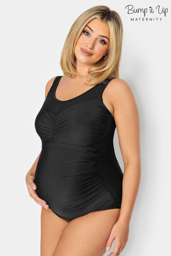 Yours Curve Black Maternity Mesh Shirred Swimsuit (971371) | £33