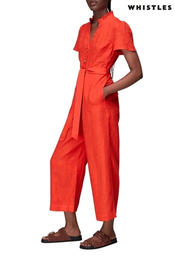 Whistles Red Emmie Linen Jumpsuit (971430) | £139