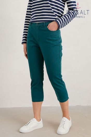 Seasalt Cornwall Teal Blue Slim-Fit Albert Quay Crop Trousers (971516) | £53