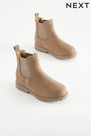 Stone Natural Wide Fit (G) Thinsulate™ Warm Lined Leather Chelsea MEXX Boots (971594) | £35 - £43