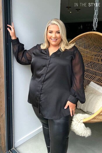 In The Style Black Jess Millichamp Mesh Panel Shirt (971728) | £35