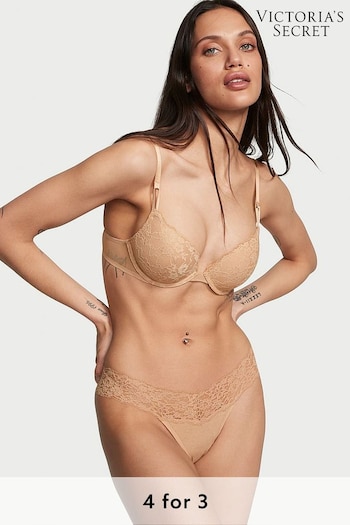 Victoria's Secret Praline Nude Posey Lace Thong Knickers (971754) | £9