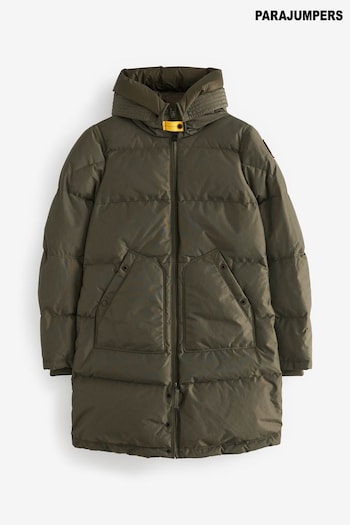 Parajumpers Olive Green Long Bear Nylon Down Quilted Coat (971772) | £705