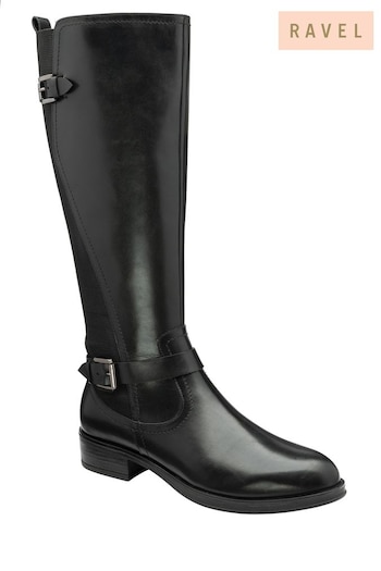 Ravel Black Leather Knee High Boots (971810) | £140