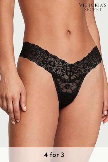 Victoria's Secret Black Thong Posey Lace Knickers (971826) | £9