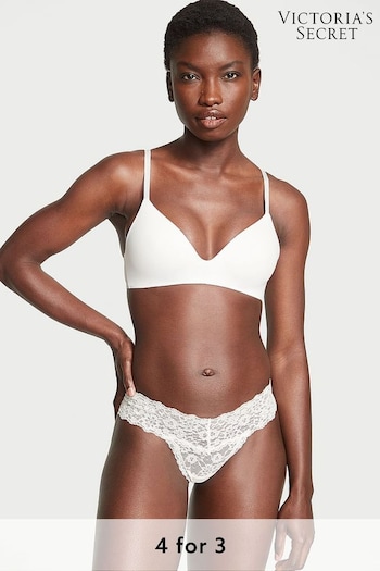 Victoria's Secret Coconut White Thong Posey Lace Knickers (971993) | £9
