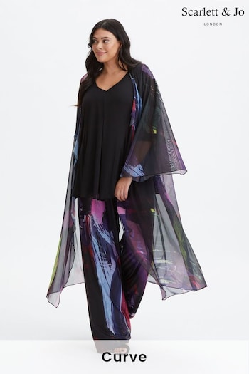 Scarlett & Jo Black Waterfall Mesh Kimono Cover-up (972146) | £65