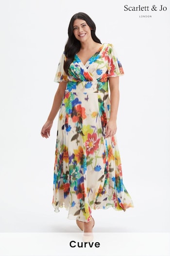 Scarlett & Jo Cream Isabelle Angel Sleeve Maxi Dress (972148) | £95