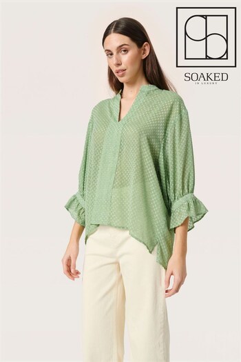Soaked in Luxury Green Fenja 3/4 Sleeve Blouse (972267) | £60