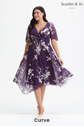 Scarlett & Jo Purple Julie Hanky Hem Dress (972384) | £90