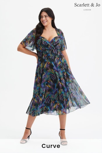 Scarlett & Jo Multi Liz Bolero Wrap Bodice Mesh Long Midi Dress (972444) | £90
