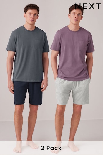 Purple/Blue Shorts Crew neck Pyjamas Set 2 Pack (972531) | £38