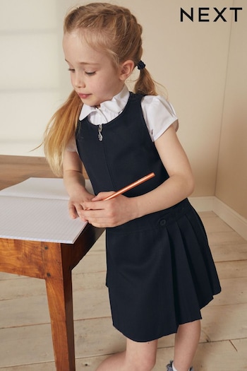 Navy Embroidered Zip School Pinafore (3-14yrs) (972633) | £10 - £14
