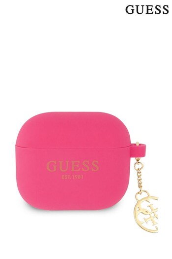 Guess Silicone Airpods Pink Case Classic Logo 4G Charm (973113) | £26