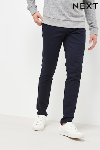 Navy Blue Skinny Fit Stretch Chinos Trousers logo-graphic (973162) | £22
