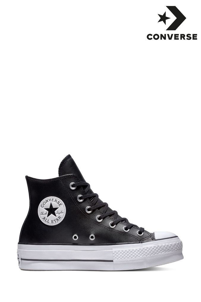 Black leather online look converse