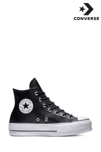 Converse Particle Black Platform Lift Chuck Taylor Leather High Trainers (973184) | £85