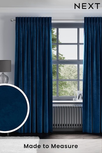 Navy Blue Matte Velvet Made to Measure Curtains (973510) | £91