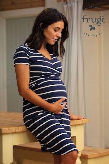 Frugi Navy Blue Organic Cotton Maternity Breastfeeding Dress (973585) | £59