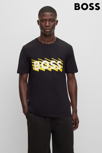 BOSS Black Lines Graphic Logo Print Regular Fit T-Shirt (973661) | £59