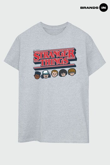 Brands In Grey Unisex Stranger Things Caricature Logo Adult Heather T-Shirt by Brands In (973709) | £23
