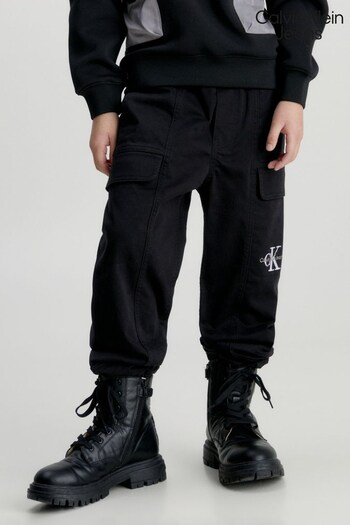 Calvin Klein Jeans Boys Black Cargo Joggers (973826) | £80