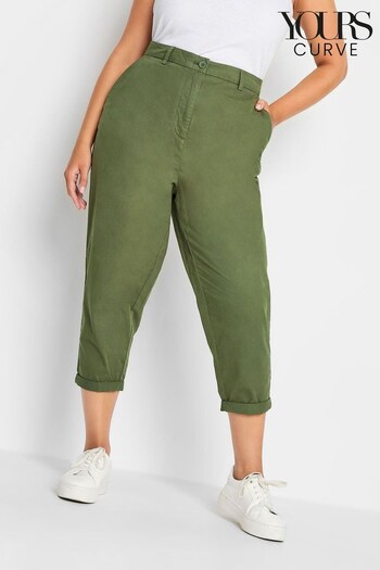 Yours Curve Green Cropped Length Chino Trousers (973956) | £24