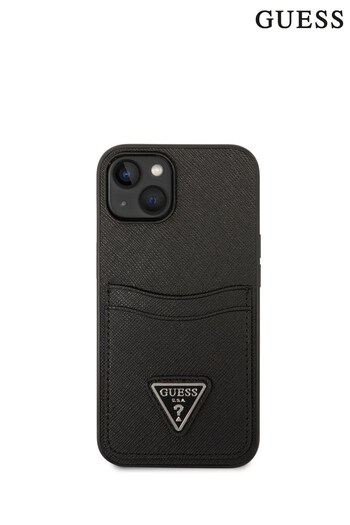 Guess iPhone 14 Case - PU Saffiano Case Double Cardslot Metal Triangle Logo (974226) | £40