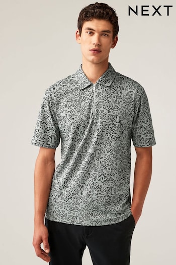 Grey Keith Haring Relaxed Fit Print Polo Shirt (974305) | £32