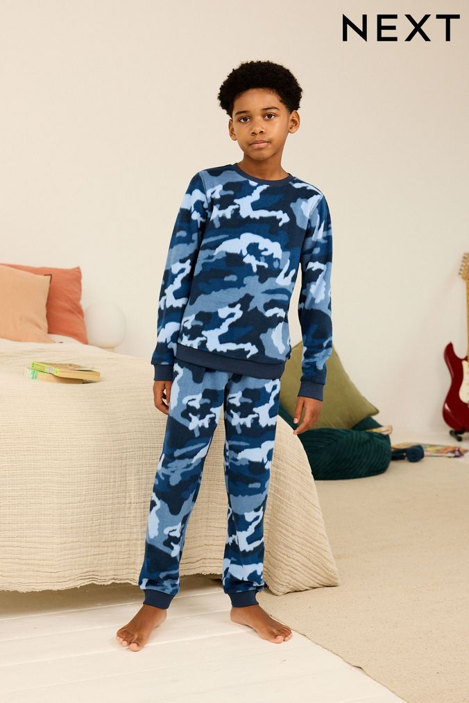 Buy Older Boys Pyjamas Blue Print Long Sleeve Online Next UK