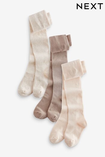 Neutral Cream and Brown Cotton Rich Tights 3 Pack (974696) | £10 - £16.50