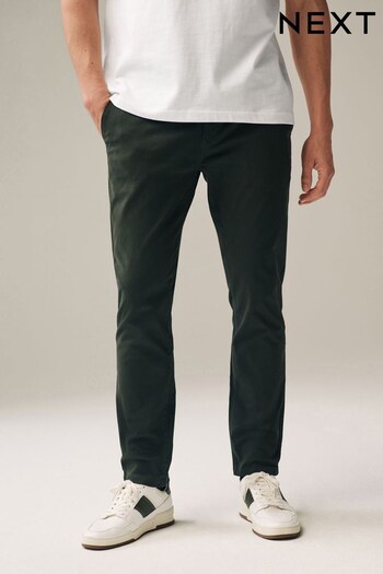 Dark Green Slim Stretch Chino Cotone Trousers (974771) | £22