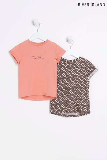 River Island Pink Mix Girls T-Shirt 2 Pack (974813) | £12