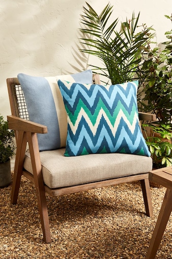 Blue 50 x 50cm Zig Zag Outdoor Cushion (975045) | £16