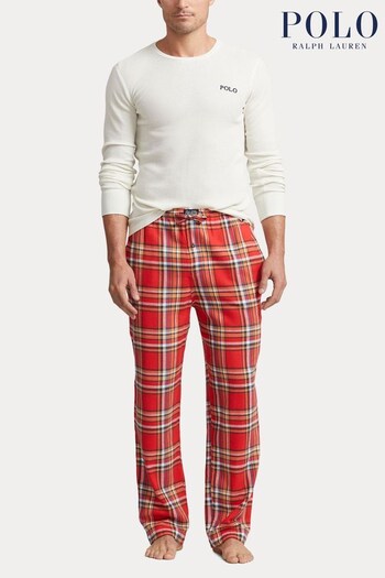 Polo Ralph Lauren Red Waffle Knit And Plaid Flannel Pyjama Sleep Set (975168) | £135