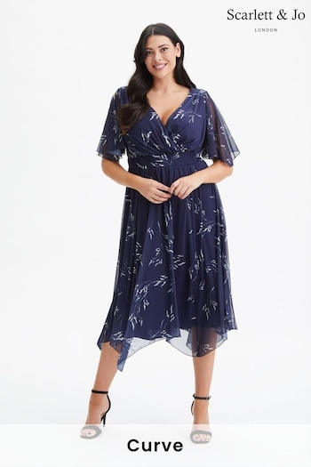 Scarlett & Jo Navy Blue Julie Hanky Hem Dress (975204) | £90