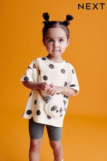 Charcoal Grey Panda Bag T-Shirt & Cycle Shorts Set (3mths-7yrs) (975207) | £12 - £16