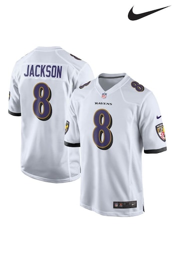 Nike White NFL Baltimore Ravens Game Road Jersey - Lamar Jackson (975484) | £105