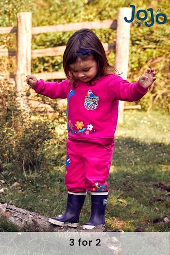 JoJo Maman Bébé Raspberry Girls' Dino Appliqué Sweatshirt (975585) | £14