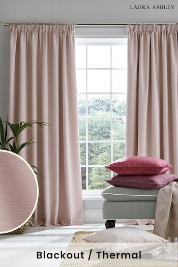 Laura Ashley Blush Pink Stephanie Blackout Lined Blackout/Thermal Pencil Pleat Curtains (975865) | £95 - £180