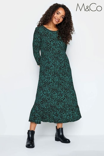 M&Co Green Petite Ditsy Dress (976453) | £34