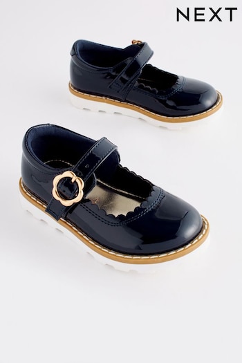 Navy Blue Scallop Mary Jane Shoes (976522) | £20 - £22