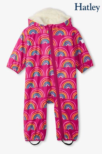 Hatley Pink Rainy Rainbows Sherpa Lined Puddlesuit (976614) | £55