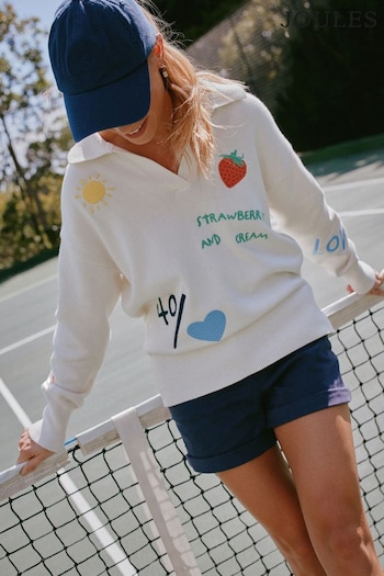 Joules Set Match Cream Jumper with Tennis Embroidery (976629) | £79.95