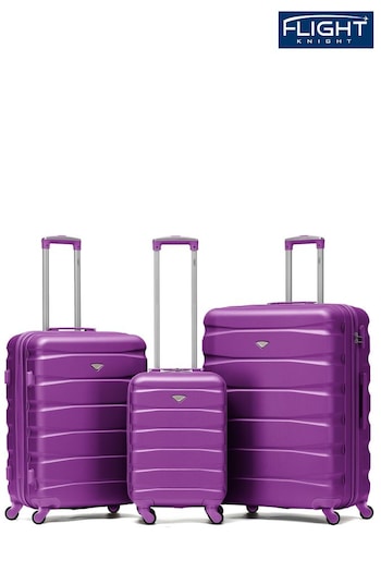Flight Knight Black Set of 3 Hardcase Large Check in Suitcases and Cabin Case (976684) | £150