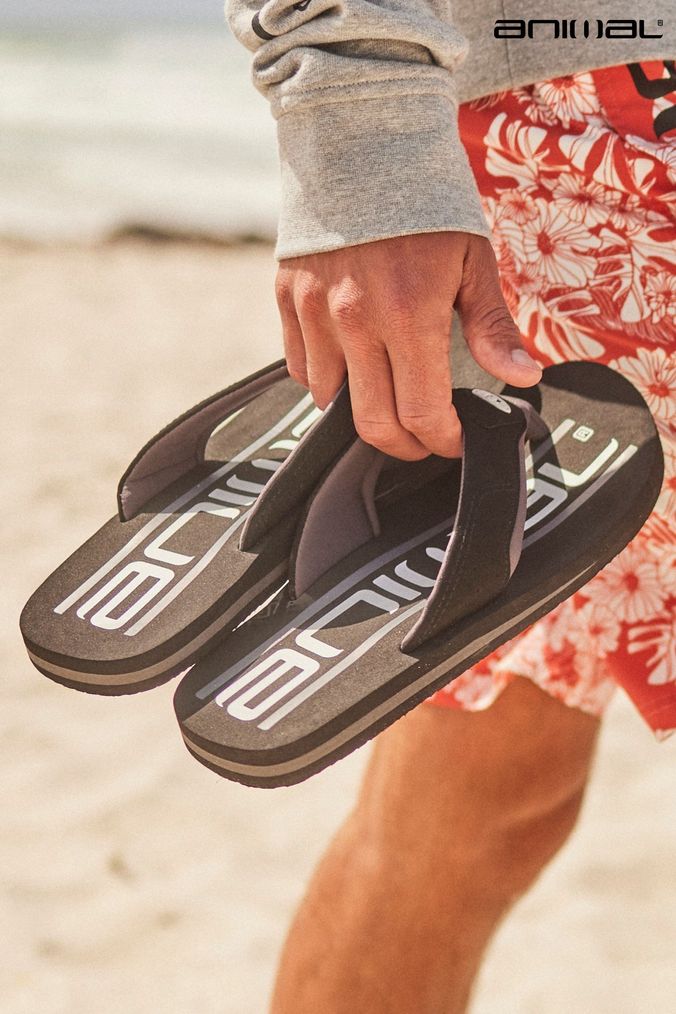 Mens black flip flops uk sale