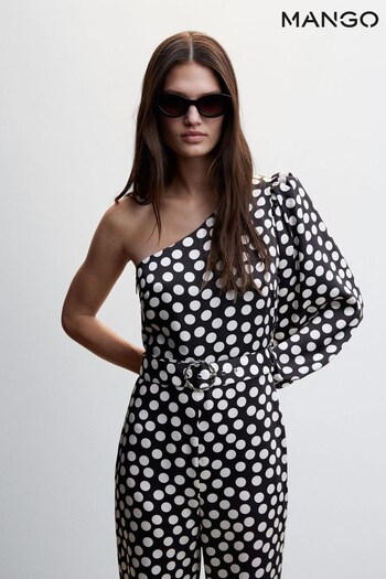 Mango Polka Dots Asymmetric Black Jumpsuit (976845) | £80