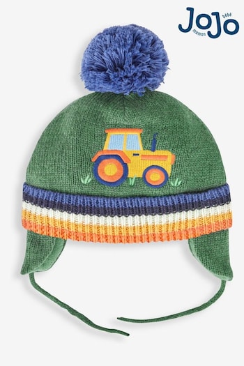 JoJo Maman Bébé Khaki Boys' Tractor Appliqué Hat (976997) | £16.50